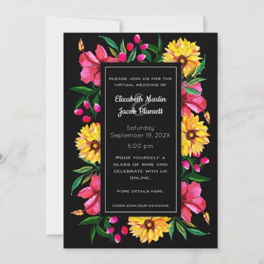 Invitation Hibiscus et Mariage virtuel Dahlias (Devant)