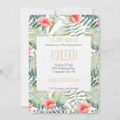 Invitation Hibiscus Feuille tropical Aquarelle florale (Devant)