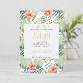 Invitation Hibiscus Feuille tropical Aquarelle florale (Debout devant)