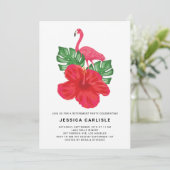 Invitation Hibiscus Flamant rose rose Parti de retraite tropi (Debout devant)