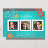 Invitation Hibiscus/Flèches/fleurs tropicales (Devant / Derrière)