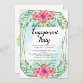 Invitation Hibiscus Fleur Aquarelle Plage (Devant / Derrière)