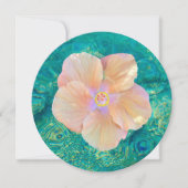 Invitation Hibiscus fleur turquoise eau rose Hawaiian (Devant)
