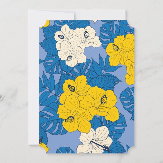 Invitation Hibiscus fleurs et feuilles (Devant)