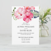 Invitation Hibiscus Floral Aquarelle Mariage romantique (Debout devant)
