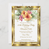 Invitation Hibiscus floral blanc or fête d'anniversaire (Devant)