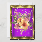 Invitation Hibiscus Floral d'or violet fête d'anniversaire (Dos)