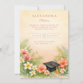 Invitation Hibiscus Floral Graduation Party (Devant)