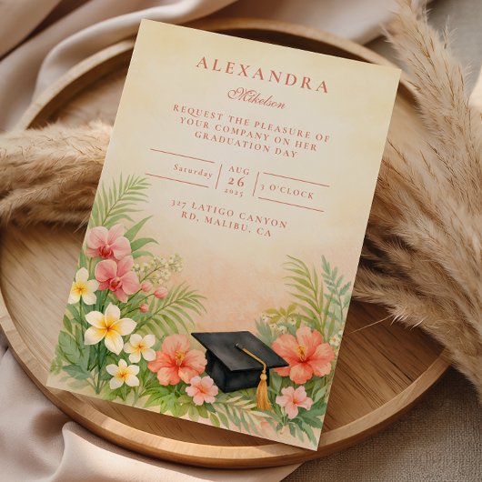 Invitation Hibiscus Floral Graduation Party