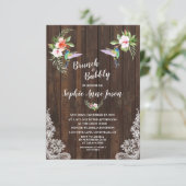 Invitation Hibiscus Floral Hummingbird Bois Brunch et Bubbly (Debout devant)