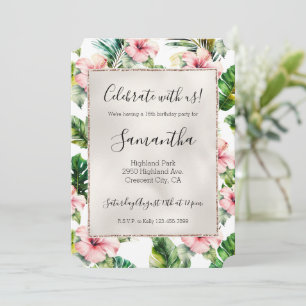 Invitation Hibiscus Floral Rose Tropical