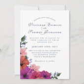 Invitation Hibiscus floral tropical coloré mariage (Devant)