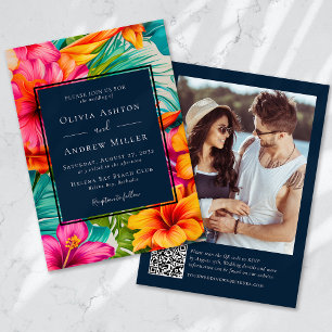 Invitation Hibiscus floral tropical Destination Plage Mariage