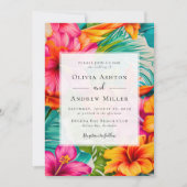Invitation Hibiscus floral tropical Destination Plage Mariage (Devant)