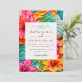 Invitation Hibiscus floral tropical Destination Plage Mariage (Debout devant)