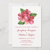 Invitation Hibiscus floral tropical Mariage d'aquarelle (Devant)