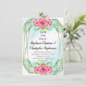 Invitation Hibiscus Flower Watercolor Beach Enregistrer la da (Debout devant)