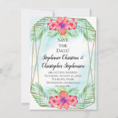 Invitation Hibiscus Flower Watercolor Beach Enregistrer la da (Devant)