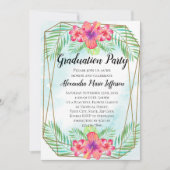 Invitation Hibiscus Flower Watercolor Beach Graduation Party (Devant)
