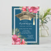 Invitation Hibiscus, Graduation Cap Blue Graduation Party (Debout devant)