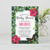 Invitation Hibiscus hawaïen et Baby shower tropical papillon (Debout devant)