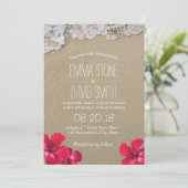 Invitation Hibiscus hawaïen Floral Tropical Beach Wedding (Debout devant)