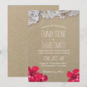 Invitation Hibiscus hawaïen Floral Tropical Beach Wedding (Devant / Derrière)
