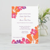 Invitation Hibiscus Hawaïen rose orange violet Mariage (Debout devant)