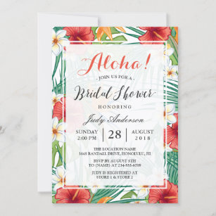 Invitation Hibiscus hawaïen tropical Fête des mariées Aloha