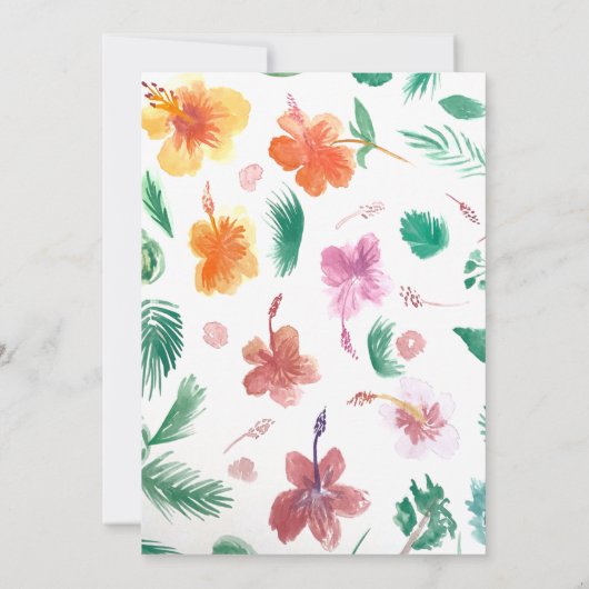 Invitation Hibiscus jaune d'aquarelle et mariage vert (Dos)