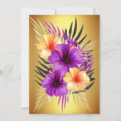 Invitation Hibiscus jaune doré palmiers fête d'anniversaire (Dos)