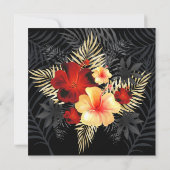 Invitation Hibiscus jaune or rouge Floral Anniversaire (Dos)
