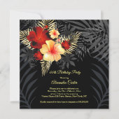 Invitation Hibiscus jaune or rouge Floral Anniversaire (Devant)