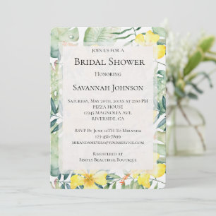 Invitation Hibiscus jaune tropical Fête des mariées florale