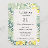 Invitation Hibiscus jaune tropical Feuilles floraux Anniversa (Devant / Derrière)