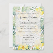 Invitation Hibiscus jaune tropical Mariage floral (Devant)