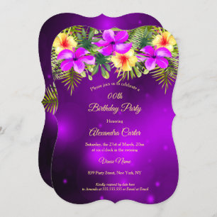 Invitation Hibiscus jaune violet Fête florale tropicale