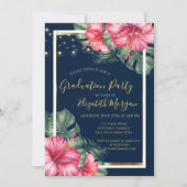 Invitation Hibiscus, Lumières, Bois, Fête de Graduation de ca (Devant)