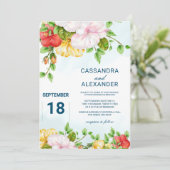 Invitation Hibiscus Mariage floral tropical (Debout devant)