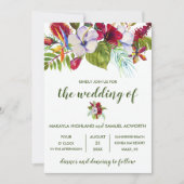 Invitation Hibiscus Mariage vert de l'île fleurie tropicale (Devant)