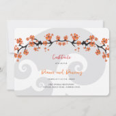 Invitation Hibiscus Orange Tropical Fusion Grey Swirl Mariage (Dos)