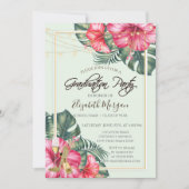 Invitation Hibiscus, Parties scintillant de talons d'or Gradu (Devant)