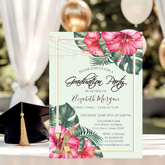 Invitation Hibiscus, Parties scintillant de talons d'or Gradu