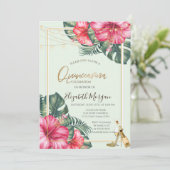 Invitation Hibiscus, Parties scintillant de talons d'or Quinc (Debout devant)