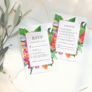 Invitation Hibiscus, Plumeria & Palm Mariage amusant RSVP