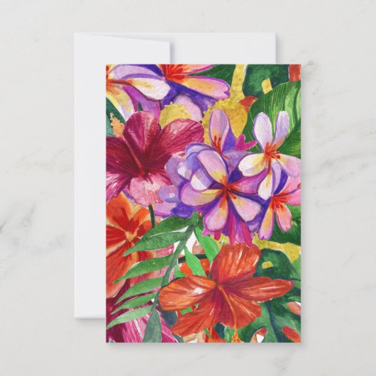 Invitation Hibiscus, Plumeria & Palm Mariage moderne RSVP (Dos)