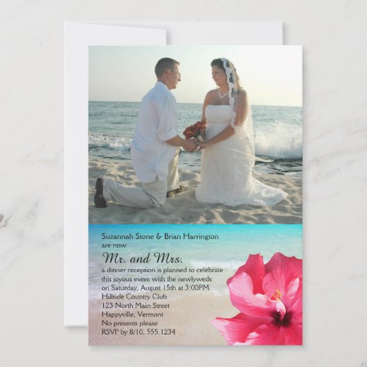 Invitation Hibiscus Réception De Mariage Privé Seulement Trop (Devant)