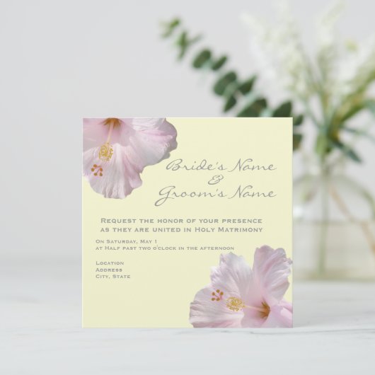 Invitation Hibiscus rose clair (Debout devant)