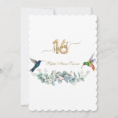 Invitation Hibiscus rose de charme Humming birds Sweet 16 (Dos)