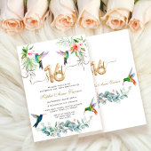 Invitation Hibiscus rose de charme Humming birds Sweet 16